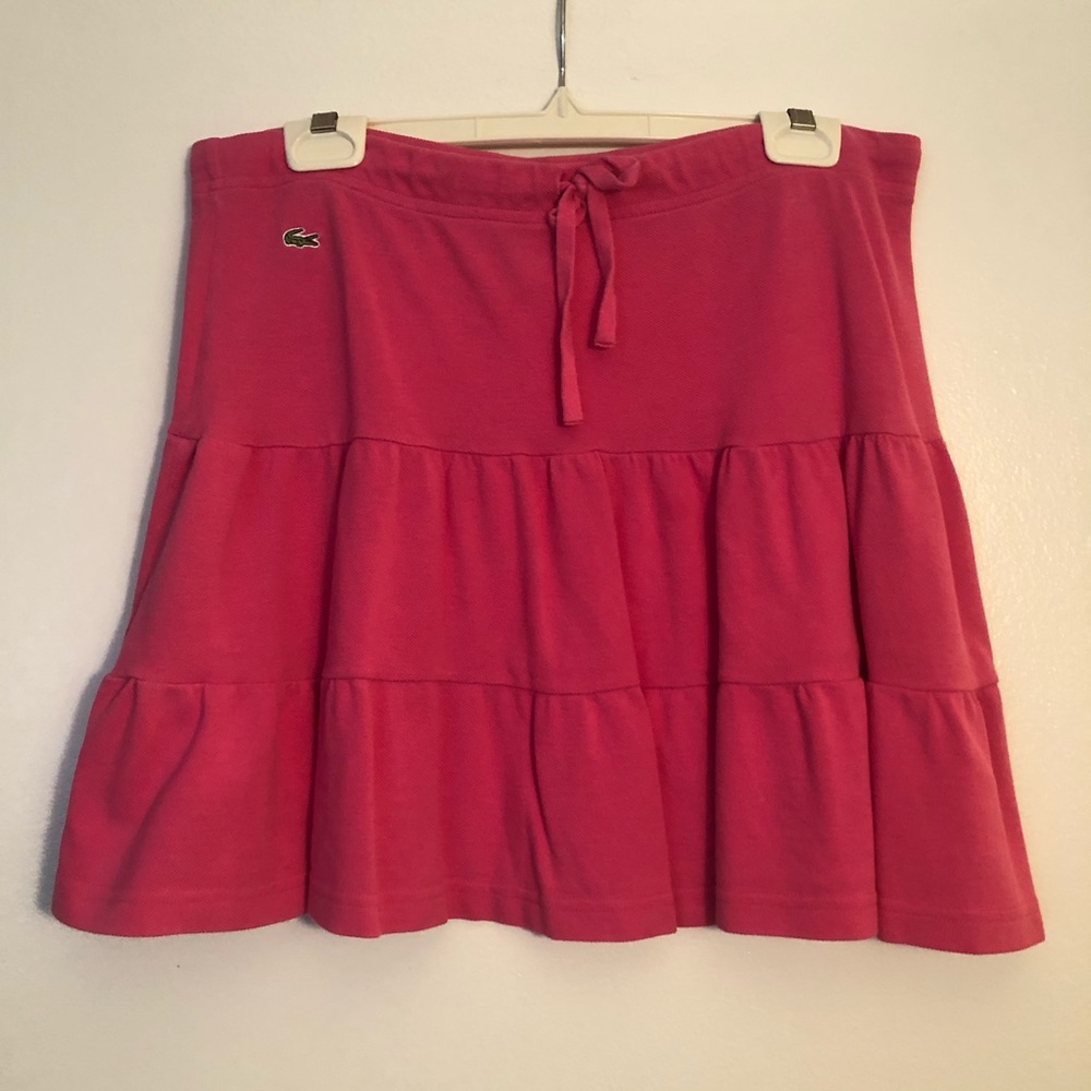 Lacoste pink tiered drawstring skirt - 40 (S/M)